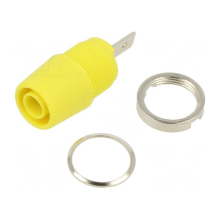 Soclu Banană 4mm 20A Galben Nichelat Izolat | Electronic-mag.ro | Componente Electronice