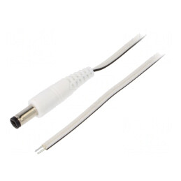 Cablu Alimentare DC Alb 1,5m 5,5/2,1mm | Electronic-mag.ro | Componente Electronice