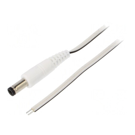 Cablu Alimentare DC Alb 1,5m 5,5/2,1mm | Electronic-mag.ro | Componente Electronice