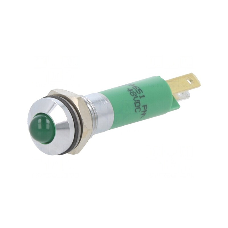 Lampă LED Verde 48VDC Metal Ø8mm | Electronic-mag.ro | Componente Electronice