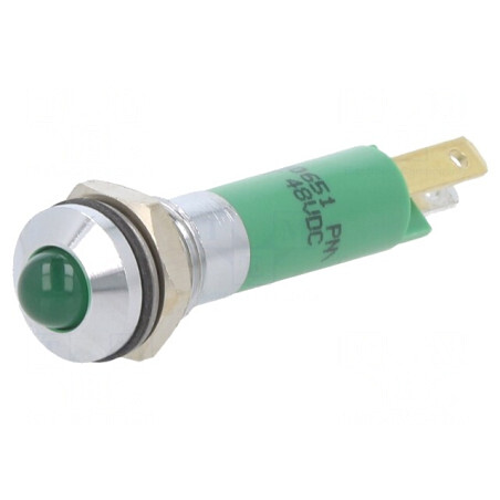 Lampă LED Verde 48VDC Metal Ø8mm | Electronic-mag.ro | Componente Electronice