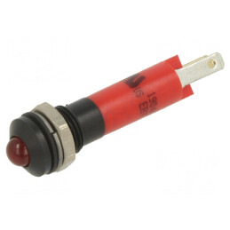 Lampă LED convex roșie 24VDC metal Ø8mm | Electronic-mag.ro | Componente Electronice