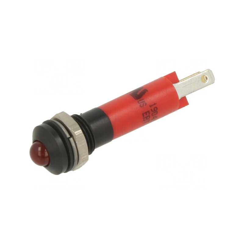 Lampă LED convex roșie 24VDC metal Ø8mm | Electronic-mag.ro | Componente Electronice