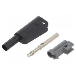 Banană neagră 4mm 19A 1kV cu izolație și soclu axial | Electronic-mag.ro | Componente Electronice