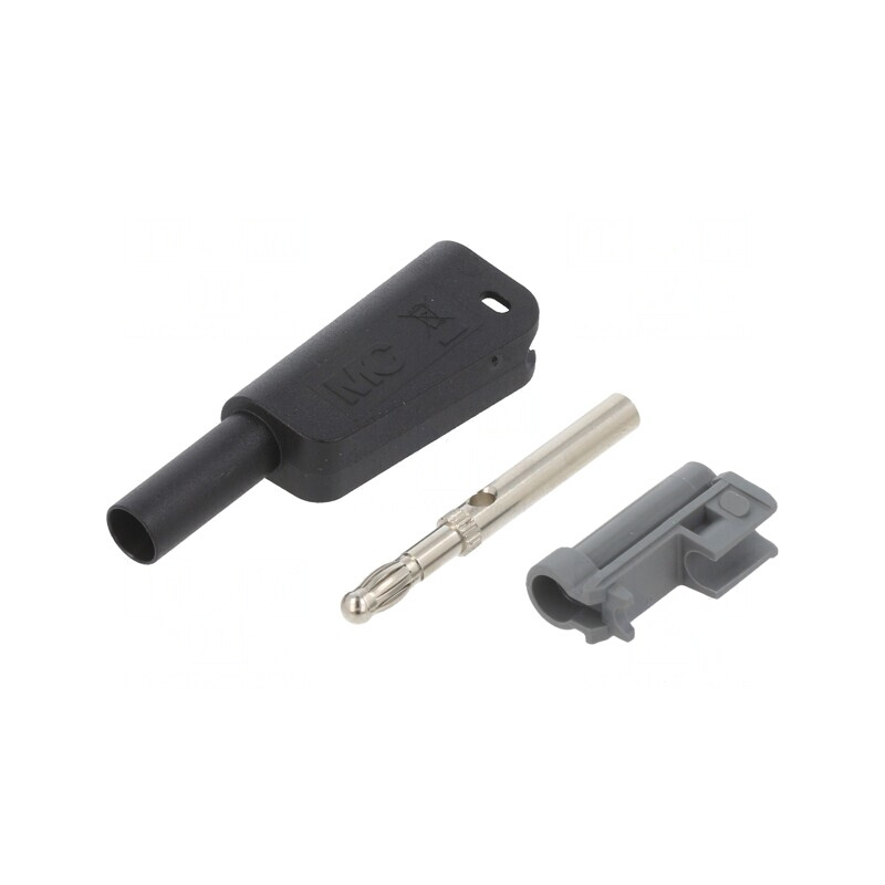 Banană neagră 4mm 19A 1kV cu izolație și soclu axial | Electronic-mag.ro | Componente Electronice