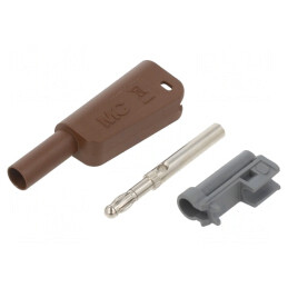 Banană maro 4mm 19A 1kV cu izolație și soclu axial | Electronic-mag.ro | Componente Electronice
