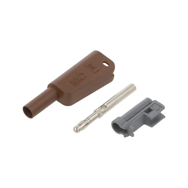 Banană maro 4mm 19A 1kV cu izolație și soclu axial | Electronic-mag.ro | Componente Electronice
