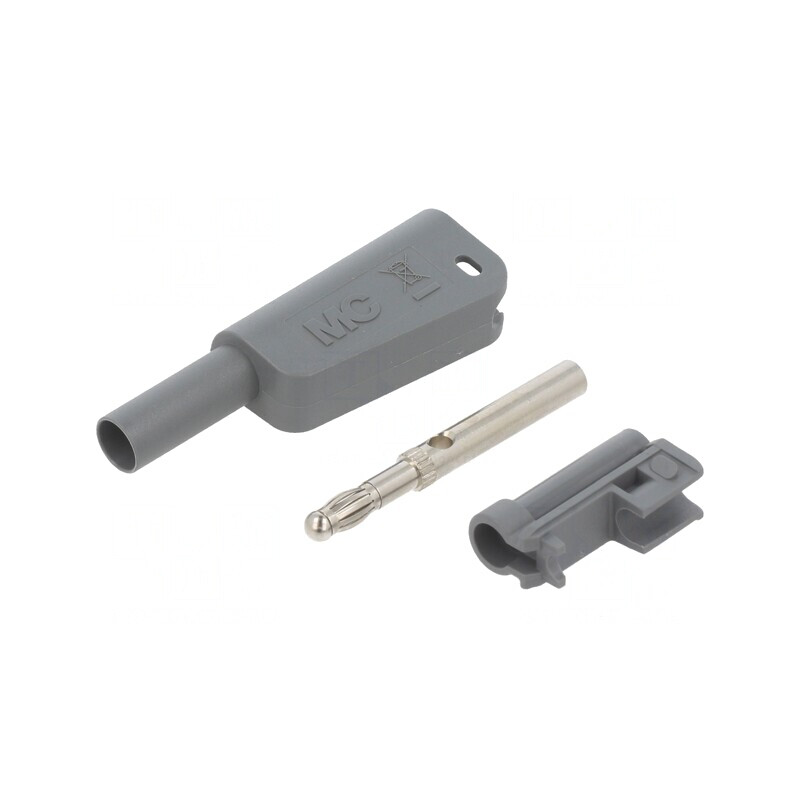 Banană gri cu izolație 4mm 19A 1kV | Electronic-mag.ro | Componente Electronice