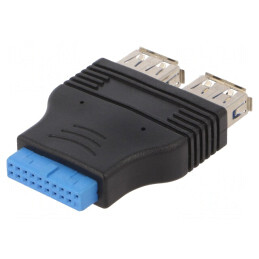 Adaptor USB 3.0 19pin la USB A x2 | Electronic-mag.ro | Componente Electronice