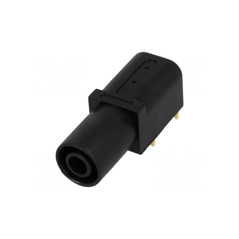 Soclu banană 4mm negru aurit PCB izolat 24A 33,6mm | Electronic-mag.ro | Componente Electronice