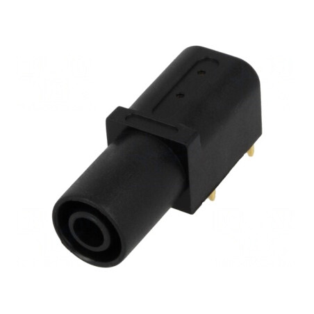 Soclu banană 4mm negru aurit PCB izolat 24A 33,6mm | Electronic-mag.ro | Componente Electronice