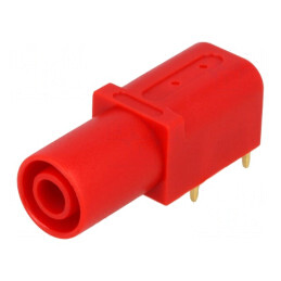 Soclu Banană 4mm 24A Roșie Aurit cu Izolație PCB 33.6mm