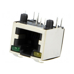 Soclu RJ12 6P6C Ecranat cu LED Aurit | Electronic-mag.ro | Componente Electronice