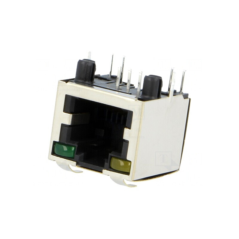 Soclu RJ12 6P6C Ecranat cu LED Aurit | Electronic-mag.ro | Componente Electronice