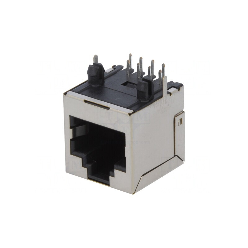 Soclu RJ45 Cat6 Ecranat 8P8C THT Unghi | Electronic-mag.ro | Componente Electronice