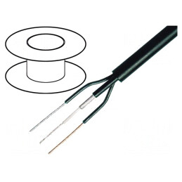 Cablu: AV; 1x0,08mm2,2x0,5mm2; 100m; OFC; negru; 3; litat; neecranat
