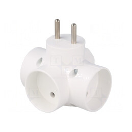 Conector alimentare AC splitter 2P rotund plat alb | Electronic-mag.ro | Componente Electronice