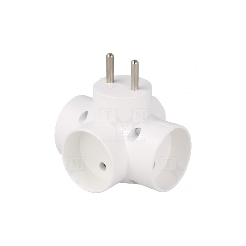 Conector alimentare AC splitter 2P rotund plat alb | Electronic-mag.ro | Componente Electronice