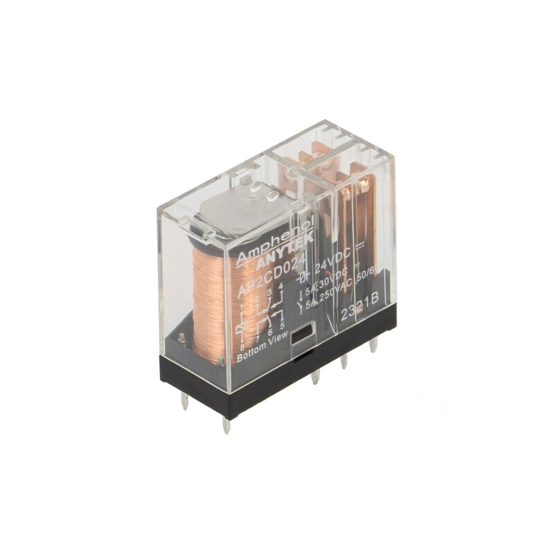 Releu Electromagnetic DPDT 24V 5A PCB | Electronic-mag.ro | Componente Electronice