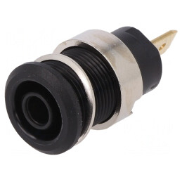 Soclu banană 4mm 24A 1kV negru aurit | Electronic-mag.ro | Componente Electronice