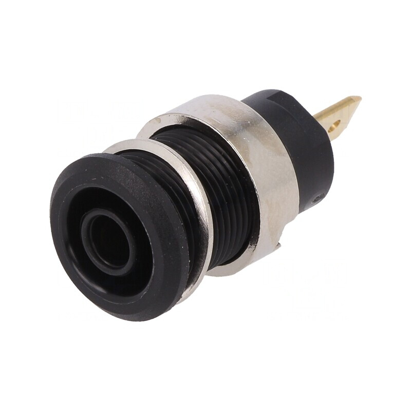 Soclu banană 4mm 24A 1kV negru aurit | Electronic-mag.ro | Componente Electronice