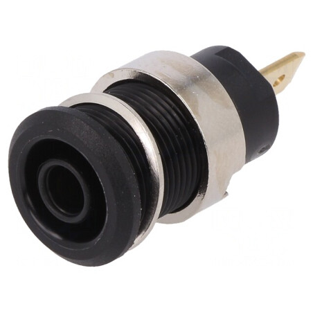 Soclu banană 4mm 24A 1kV negru aurit | Electronic-mag.ro | Componente Electronice