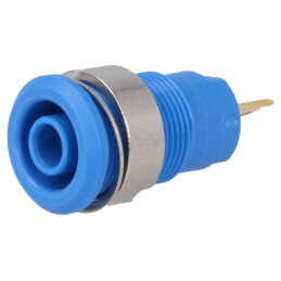 Soclu Banană 4mm Albastru Aurit 24A 1kV | Electronic-mag.ro | Componente Electronice