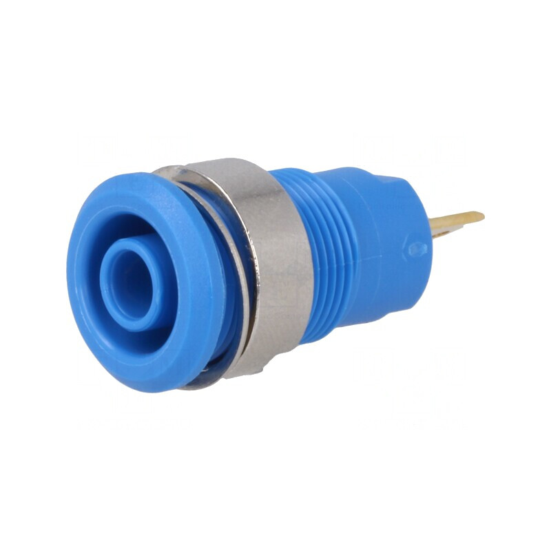 Soclu Banană 4mm Albastru Aurit 24A 1kV | Electronic-mag.ro | Componente Electronice