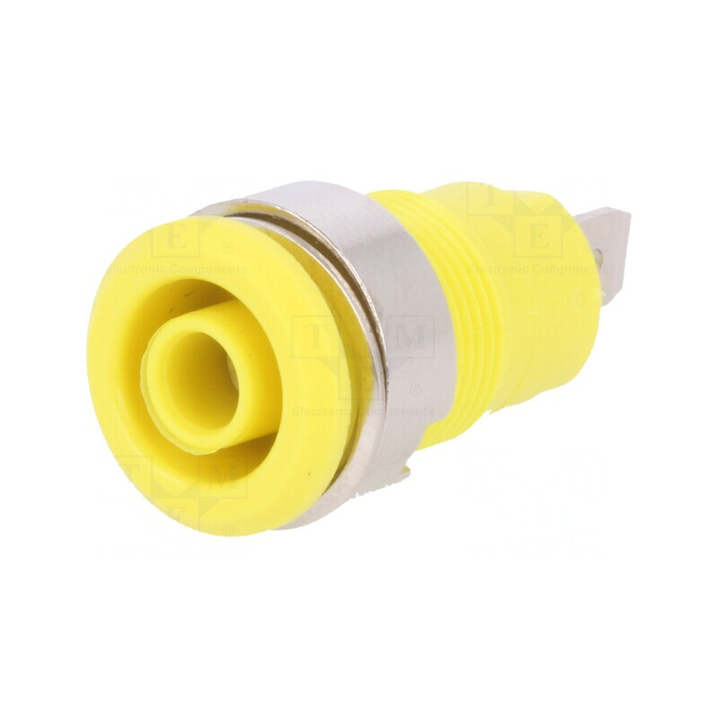 Soclu Banană 4mm 24A 1kV Galben Aurit | Electronic-mag.ro | Componente Electronice