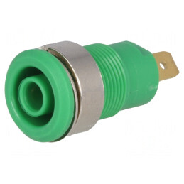 Soclu banană verde 4mm 24A 1kV aurit înşurubare | Electronic-mag.ro | Componente Electronice