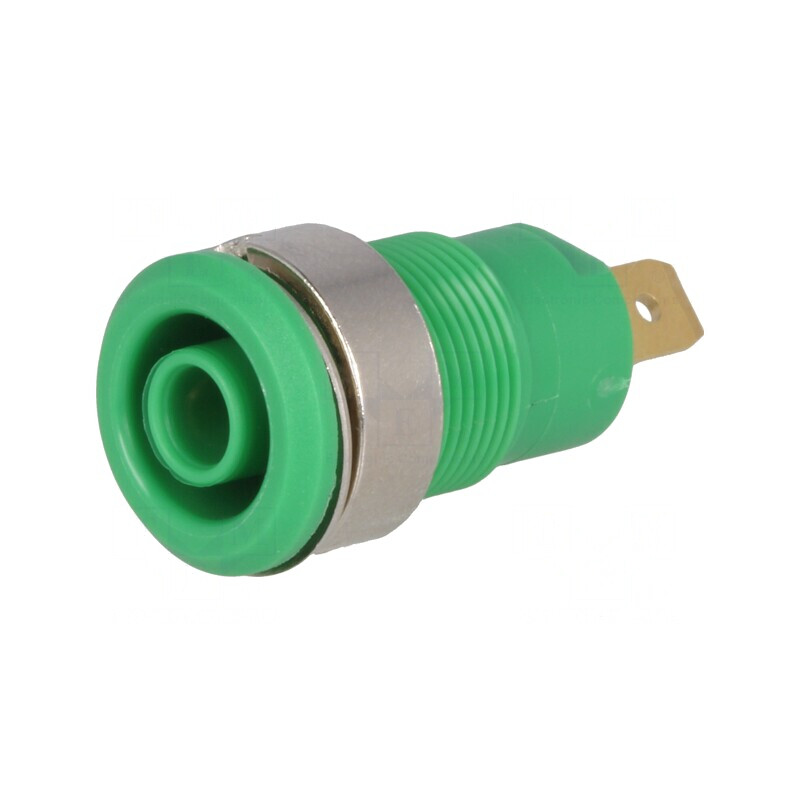 Soclu banană verde 4mm 24A 1kV aurit înşurubare | Electronic-mag.ro | Componente Electronice