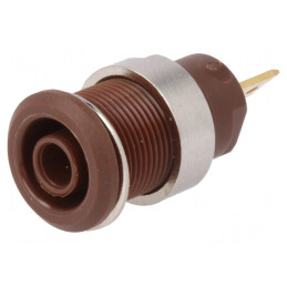 Soclu Banană 4mm 24A 1kV Maro Aurit Înşurubare | Electronic-mag.ro | Componente Electronice