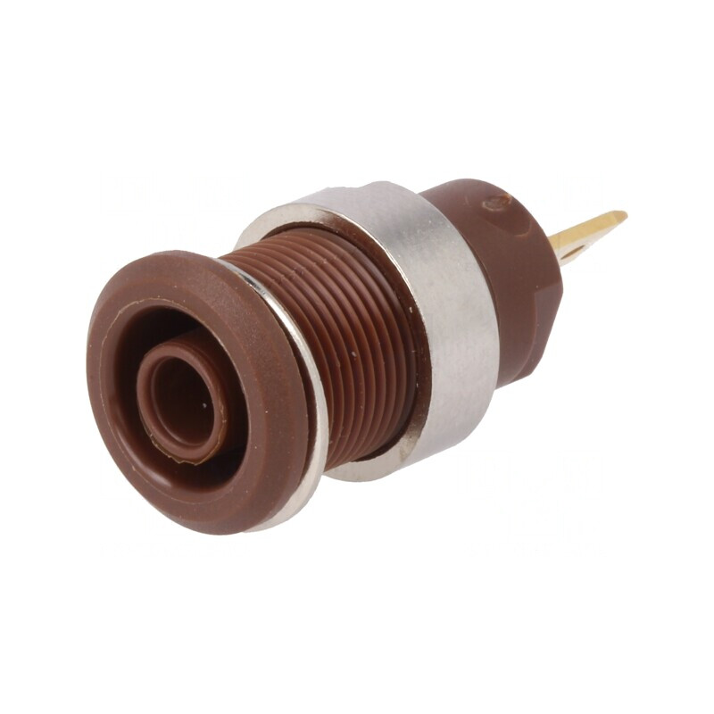 Soclu Banană 4mm 24A 1kV Maro Aurit Înşurubare | Electronic-mag.ro | Componente Electronice