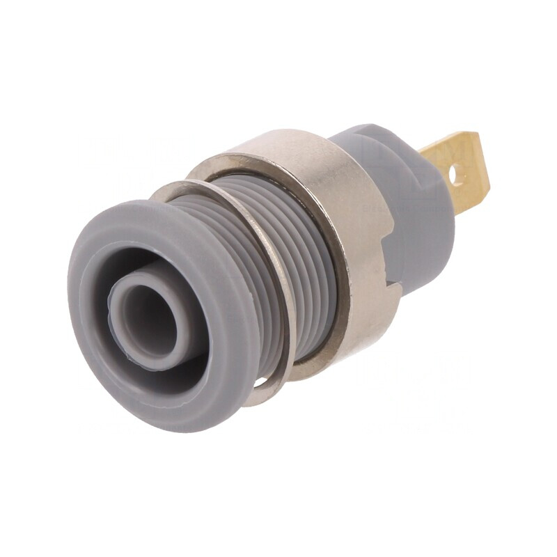 Soclu Banană 4mm Gri Aurit 24A 1kV | Electronic-mag.ro | Componente Electronice