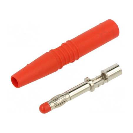 Mufă banană 4mm roșie 32A 1kV izolație 2,5mm2 | Electronic-mag.ro | Componente Electronice