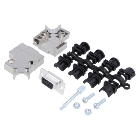 Conector D-Sub 9-Pin Mamă Unghiular pentru Lipire pe Cablu | Electronic-mag.ro | Componente Electronice