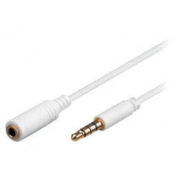 Cablu Audio Jack 3.5mm 4 Pin Soclu-Mufă 2m Alb PVC