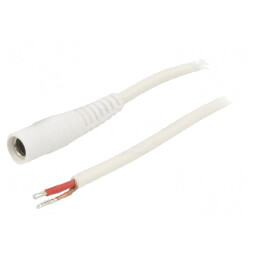 Cablu Alb 1x1mm2 DC 5.5/2.1 0.5m | Electronic-mag.ro | Componente Electronice