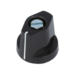 Buton Rotativ cu Flanșă și Indicator Plastic Negru Ø 6mm | Electronic-mag.ro | Componente Electronice