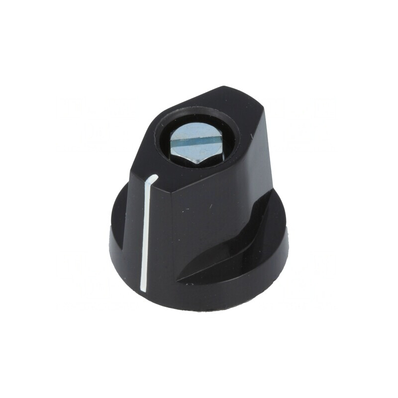 Buton Rotativ cu Flanșă și Indicator Plastic Negru Ø 6mm | Electronic-mag.ro | Componente Electronice