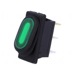 Comutator Basculant Verde ON-OFF 10A 250V IP65 cu Neon | Electronic-mag.ro | Componente Electronice