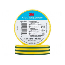 Bandă Electroizolantă 19mm x 20m Galben-Verde | Electronic-mag.ro | Componente Electronice