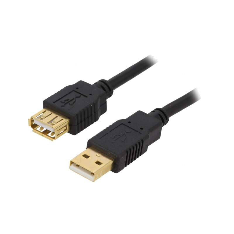 Cablu USB 2.0 A-A Aurit 1,8m Negru | Electronic-mag.ro | Componente Electronice