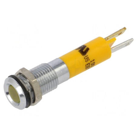 Lampă LED Galbenă 12VDC Ø8mm Metal | Electronic-mag.ro | Componente Electronice
