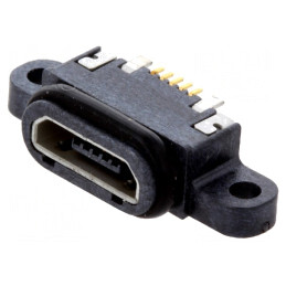 Soclu USB Micro B 5 pini aurit IPX7 USB 2.0 | Electronic-mag.ro | Componente Electronice
