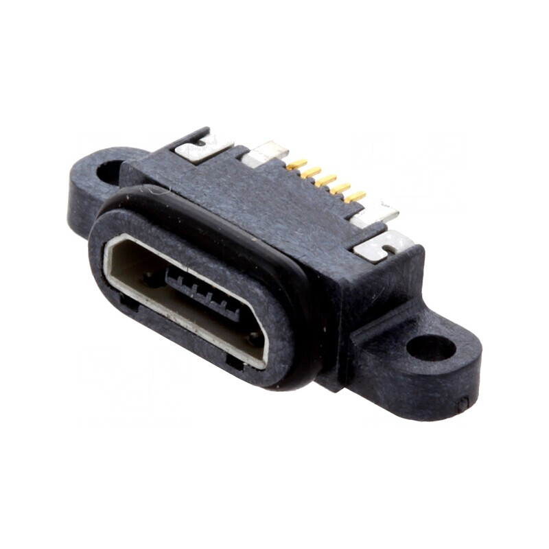 Soclu USB Micro B 5 pini aurit IPX7 USB 2.0 | Electronic-mag.ro | Componente Electronice