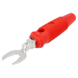 Mufă tip furcă roșie 60VDC 30A 2,5mm2 | Electronic-mag.ro | Componente Electronice