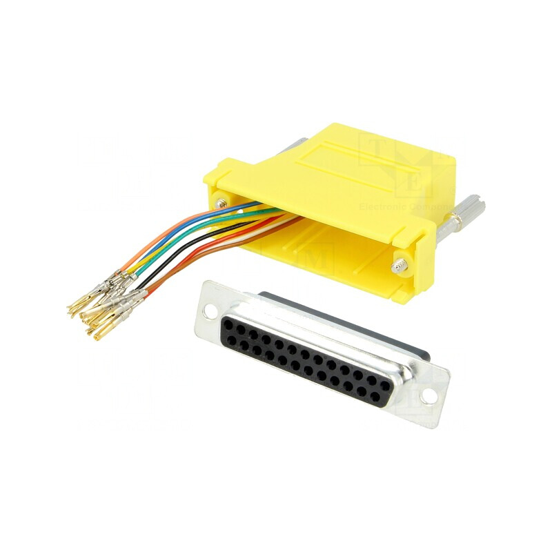 Adaptor D-Sub 25pin Femelă la RJ45 Galben | Electronic-mag.ro | Componente Electronice