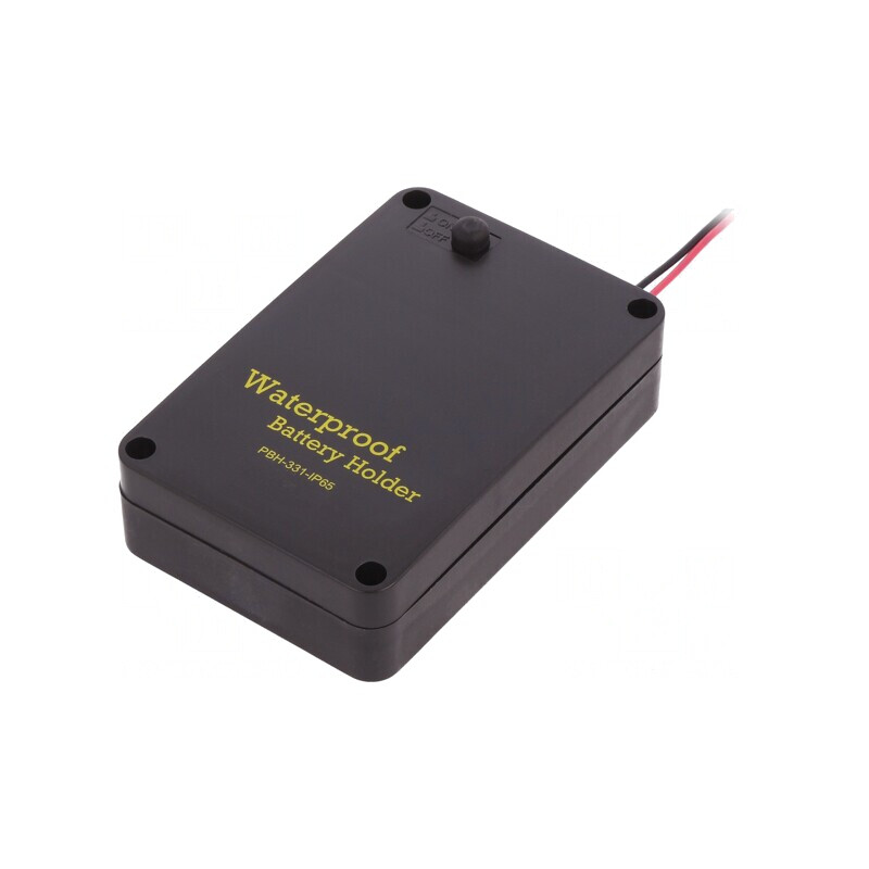 Suport Baterii AA cu Comutator - Negru IP65 | Electronic-mag.ro | Componente Electronice