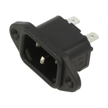 Conector Alimentare AC Soclu Tată 10A 250V IEC 60320 | Electronic-mag.ro | Componente Electronice